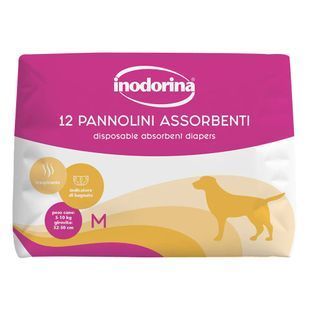 Підгузки для собак сук абсорбуючі з індикатором вологості Inodorina Pannolini Assorbenti, 12 шт, розмір M 250.0100.003 фото