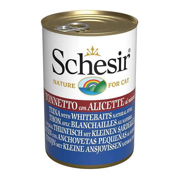 Влажный корм Schesir Cat для взрослых котов, кусочки тунца с анчоусами в бульоне 140 г 270214 фото