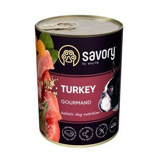Вологий корм Savory Dog Adult для дорослих собак усіх порід, з індичкою у паштеті 400 г 30518 фото