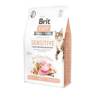 Сухий корм Brit Care Cat GF Sensitive Digestion & Delicate Taste для дорослих вибагливих котів, індичка та лосось 2 кг 171282/0709 фото