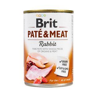 Влажный корм Brit Pat&eacute; & Meat Dog для взрослых собак, с кроликом 400 г 100863/100076/0311 фото