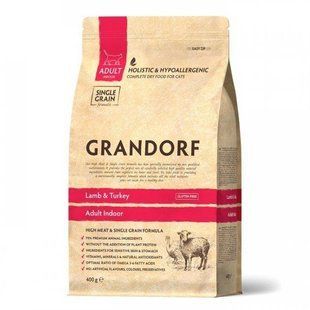 Сухий корм Grandorf Cat Adult Indoor для дорослих котів, ягня з індичкою 400 г 83140 фото