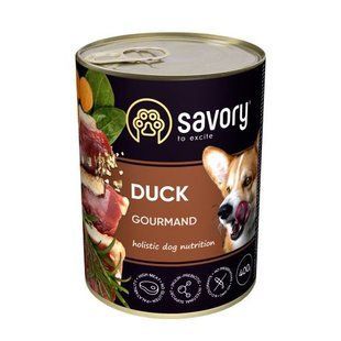 Вологий корм Savory Dog Adult для дорослих собак усіх порід, з качкою у паштеті 400 г 30471 фото