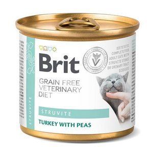 Вологий корм Brit GF Veterinary Diets Struvite для котів з сечокам'яною хворобою, індичка і горох 200 г 100713 фото