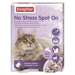 Краплі Beaphar No Stress Spot On Саt для котів, заспокійливі 3 піпетки 13913 фото