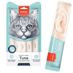 Ласощі Wanpy Creamy Lickable Treats Tuna & Codfish для дорослих котів, тунець з тріскою 70 г RAC-53x12 фото