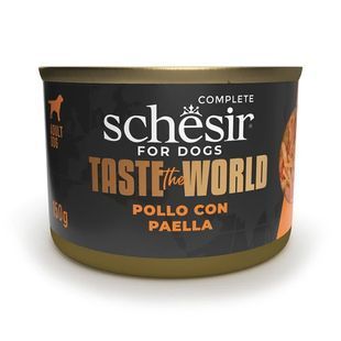 Вологий корм Schesir Dog Taste the World для дорослих собак, шматочки курки з паельєю в бульйоні 150 г 122520 фото