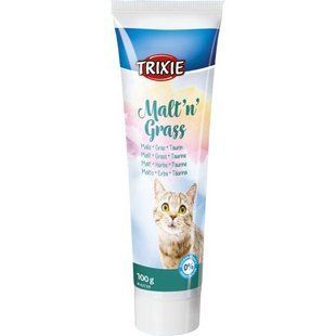 Витамизированное лакомство Trixie Malt'n'Grass для взрослых котов, выведение шерсти, солод трава и таурин 100 г TX-42739 фото