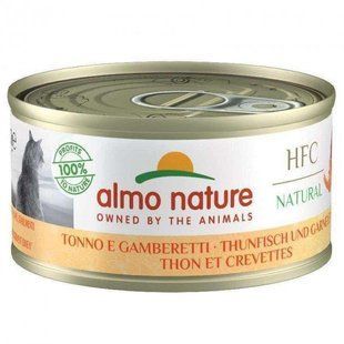 Вологий корм Almo Nature HFC Cat Natural для дорослих котів, шматочки тунця та креветки в соусі 150 г 5128H фото