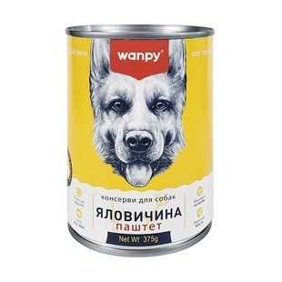 Вологий корм Wanpy для дорослих собак, з яловичиною, паштет 375 г TN-03 фото