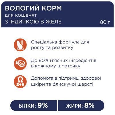 Влажный корм Клуб 4 Лапы Premium для котят, с индейкой в желе 80 г B5611211 фото