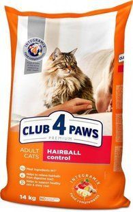 Сухой корм Клуб 4 Лапы Hairball Control Adult Premium для взрослых котов, эффект вывода шерсти, с курицей 14 кг B4630101 фото