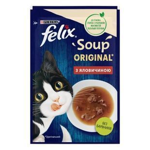 Корм вологий Felix Soup для котів суп з яловичиною 48 г 12537444 фото