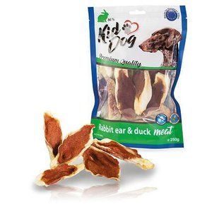Ласощі KidDog для дорослих собак, вуха кролика з м'ясом качки 250 г 04806 фото