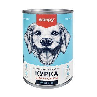 Вологий корм Wanpy для дорослих собак, з куркою, шматочки 375 г TN-01C фото