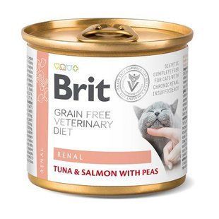 Вологий корм Brit GF Veterinary Diets Renal для котів при хронічній нирковій недостатністі, з тунцем лососем та горошком 200 г 100714/9870 фото