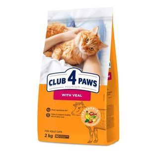 Сухой корм Клуб 4 Лапы Adult Cat Premium для взрослых котов, с телятиной 2 кг B4640801 фото