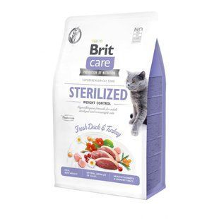 Сухий корм Brit Care Cat GF Sterilized Weight Control для дорослих стерилізованих котів з надмірною вагою, качка та індичка 400 г 171295/0808 фото