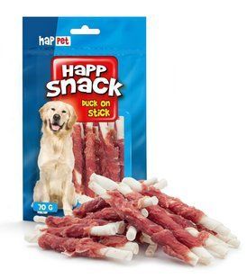 Ласощі Happ Snack для дорослих собак, м'ясо качки на кальцинованій кістці 70 г GP09 фото