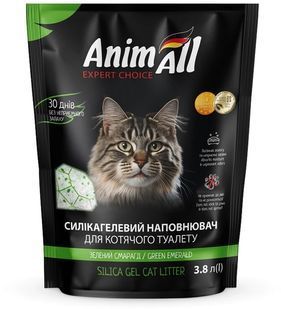 Силикагелевый наполнитель AnimAll для кошачьего туалета, с кристаллами изумруда 3.8 л 180206 фото