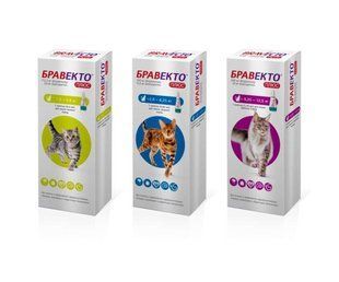 Краплі Бравекто плюс (Bravecto Plus) для котів, від зовнішніх і внутрішніх паразитів вагою 2.8-6.25 кг AT5063B фото