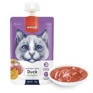Ласощі Wanpy Chicken & Carrot для дорослих котів, крем-суп качка з гарбузом 90 г RAC-39 фото
