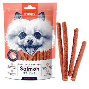 Лакомство Wanpy Salmon Sticks для собак, палочки с лососем 100 г SB-14 фото