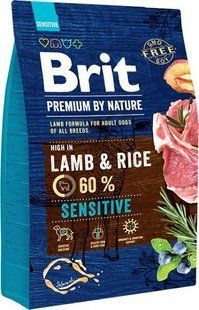 Сухой корм Brit Premium Dog Sensitive Lamb для взрослых собак всех пород с чувствительным пищеварением, с ягненком и рисом 3 кг 170843/6628 фото