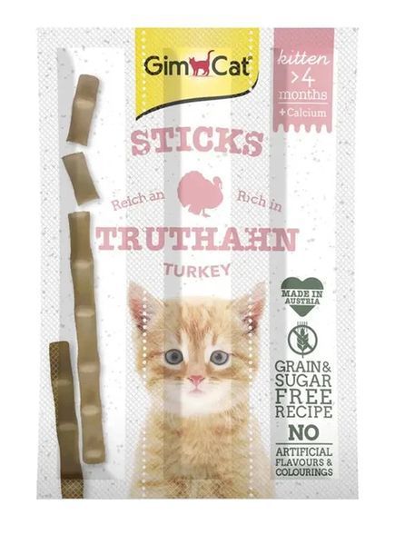 Ласощі GimCat Kitten Sticks для кошенят всіх порід, з індичкою 9 г G-420448 фото