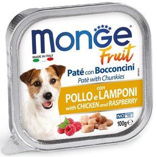 Влажный корм Monge Dog Fruit для взрослых собак, с курицей и малиной 100 г 70013215 фото