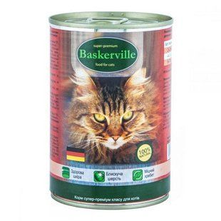 Вологий корм Baskerville для дорослих котів, курка із серцями 400 г 21533 фото
