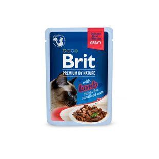 Влажный корм Brit Premium Cat для взрослых стерилизованных котов, филе ягненка в соусе 85 г 101143 фото