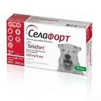Краплі Селафорт (Selafort) для собак, від зовнішних та внутрішніх паразитів вагою 10-20 кг, 1 піпетка 135766 фото