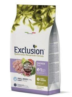 Сухой корм Exclusion Adult Light Small Breed для взрослых собак маленьких пород с лишним весом или стерилизованных, с курицей 2 кг 05168 фото