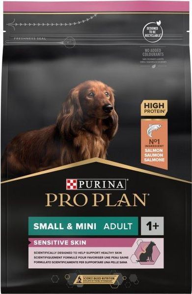 Сухой корм Purina Pro Plan Small & Mini Sensitive для взрослых собак мелких и карликовых пород с чувствительной кожей, с лососем 3 кг 3650580 фото