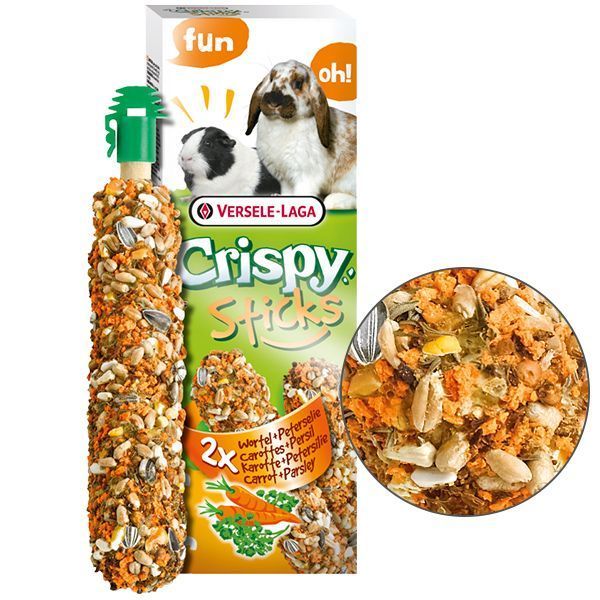 Лакомство Versele-Laga Crispy Sticks Carrot&Parsley лакомство для кроликов и морских свинок, с морковью и петрушкой 110 г 620601 фото