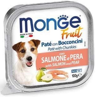 Влажный корм Monge Dog Fruit для взрослых собак, с лососем и грушей 100 г 70013246 фото
