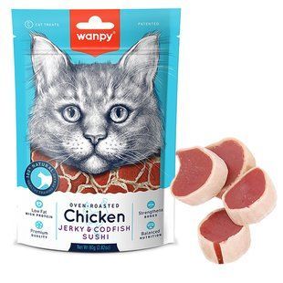 Ласощі Wanpy Chicken Jerky & Codfish Sushi для дорослих котів, суші з куркою і тріскою 80 г CC-05S фото