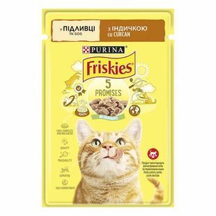 Влажный корм Purina Friskies для взрослых котов, с индейкой в подливке 85 г 3650655 фото