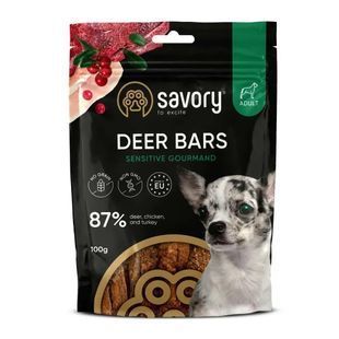 Ласощі Savory Deer Bars для дорослих собак усіх порід, з олениною 100 г 21120 фото