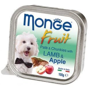 Влажный корм Monge Dog Fruit для взрослых собак, с ягненком и яблоком 100 г 70013222 фото
