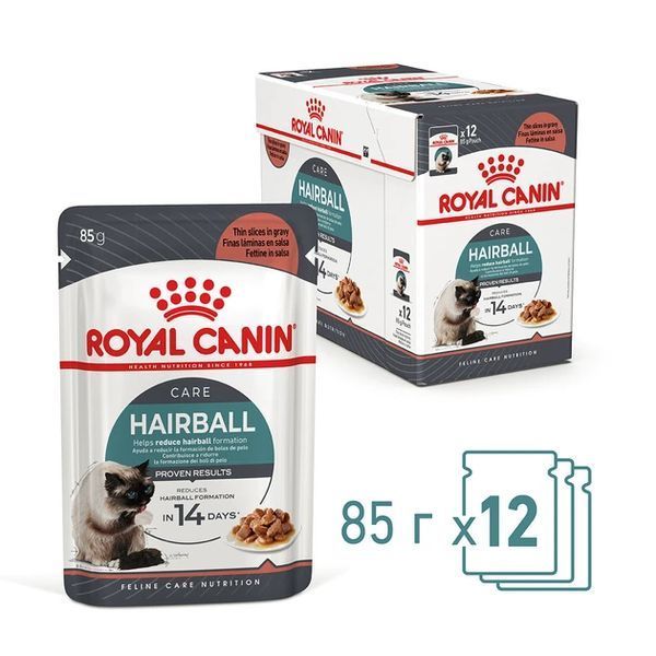 Вологий корм Royal Canin Hairball Care для дорослих котів, ефект виведення шерсті, шматочки в соусі 12х85 г 4158001_12 фото