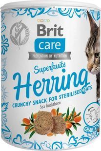 Лакомство Brit Care Cat Snack Superfruits Herring для взрослых котов, сельдь 100 г 100653 фото