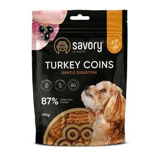 Ласощі Savory Puppy Turkey Coins для цуценят усіх порід із чутливим травленням, з індичкою 100 г 21090 фото