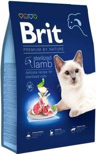 Сухий корм Brit Premium By Nature Cat Sterelised для дорослих стерилізованих котів, з ягням 8 кг 171871 фото