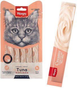 Ласощі Wanpy Creamy Lickable Treats Tuna & Salmon для дорослих котів, тунець з лососем 70 г RAC-52 фото