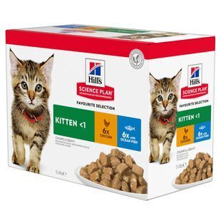 НАБОР Влажный корм Hill's Science Plan Feline Kitten для котят и котов в период беременности и лактации, с курицей и с океанической рыбой 85г (6+6 шт) 604033 фото