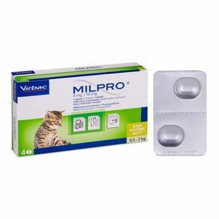 Таблетки Мілпро (Milpro) для кошенят, від гельмінтів вагою 0.5-2 кг, 1 таблетка 1625541 фото