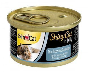 Влажный корм GimCat Shiny Cat для взрослых котов, с тунцем и креветками в желе 70 г G-413099 /413297 фото