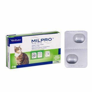 Таблетки Мілпро (Milpro) для котів, від гельмінтів вагою 2-8 кг, 1 таблетка 1685654 фото